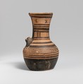 Terracotta oinochoe (jug), Terracotta, Greek, Attic