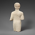 Limestone statuette of a beardless male votary with a diadem, Limestone, Cypriot
