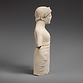Limestone statuette of a beardless male votary with a diadem, Limestone, Cypriot
