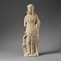 Limestone statuette of Artemis with a fawn, Limestone, Cypriot