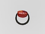Bronze ring with carnelian scarab, Bronze, sard, Greek