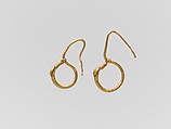 Gold earring with ring and hook, Gold, Roman