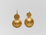 Gold earring with convex disk and small disk, Gold, Roman
