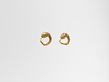 Gold earring with head of a lion, Gold, Greek