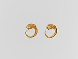 Gold earring with head of a lion, Gold, Greek