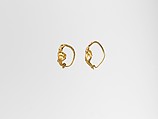 Gold earring with winged figure, Gold, Greek