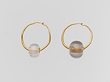 Gold earring with rock crystal bead, Gold, Rock crystal, Roman