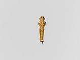 Gold pendant capsule in the form of a male figure, Gold, Cypriot