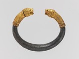 Silver bracelet with gold lion's head finials, Silver, Greek