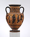 Terracotta neck-amphora (jar), Class of New York 96.9.9, Terracotta, Greek, Attic