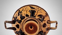 Terracotta kylix (drinking cup), Terracotta, Greek, Attic or Boeotian