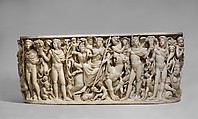 Marble sarcophagus with the Triumph of Dionysos and the Seasons, Marble, Roman