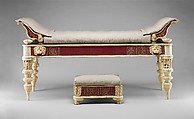 Couch and footstool with bone carvings and glass inlays, Wood, bone, glass, Roman