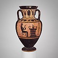 Terracotta neck-amphora (jar), Terracotta, Greek, South Italian, Campanian