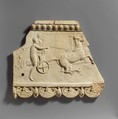 Terracotta plaque with Pelops and Hippodamia, Terracotta, Roman
