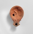 Terracotta volute lamp with sea monster, Terracotta, Roman