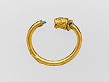 Gold and copper alloy bracelet with lion-head finials, Gold, bronze, Cypriot