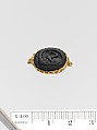Obsidian seal set in a gold ring, Jasper, gold, bronze, Greek