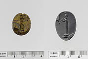 Mottled yellow jasper scaraboid seal, Jasper, yellow, Greek
