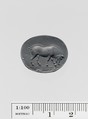 Chalcedony scaraboid seal, Chalcedony, burnt carnelian ?, Greek