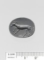 Chalcedony scaraboid seal, Chalcedony, blue, Greek, Ionian