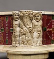 Couch and footstool with bone carvings and glass inlays, Wood, bone, glass, Roman