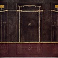 Wall painting on black ground: Aedicula with small landscape, from the imperial villa at Boscotrecase, Fresco, Roman, Pompeian
