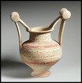 Terracotta trozella (two-handled jar), Terracotta, Native Italic, Apulian, Messapian