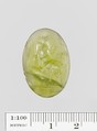 Green glass oval engraved on both sides, Glass, green, Greek