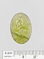 Green glass oval engraved on both sides, Glass, green, Greek