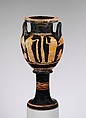 Terracotta lebes gamikos (round-bottomed bowl with handles and stand used in weddings), Attributed to the Naples Painter, Terracotta, Greek, Attic