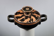 Terracotta lekanis (covered dish), Terracotta, Greek, Attic