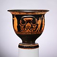 Terracotta bell-krater (bowl for mixing wine and water), Attributed to the Nikias Painter, Terracotta, Greek, Attic