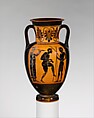Terracotta neck-amphora (jar), Attributed to the Edinburgh Painter, Terracotta, Greek, Attic