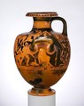 Terracotta hydria: kalpis (water jar), Attributed to the Meleager Painter, Terracotta, Greek, Attic