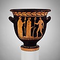 Terracotta bell-krater (mixing bowl), Attributed to the Pisticci Painter, Terracotta, Greek, South Italian, Lucanian