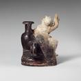 Terracotta vase in the form of a seated silen, Terracotta, Greek, Attic