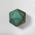 Faience polyhedron inscribed with letters of the Greek alphabet, Faience, Roman