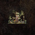 Wall painting on black ground: Aedicula with small landscape, from the imperial villa at Boscotrecase, Fresco, Roman, Pompeian