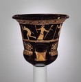Terracotta calyx-krater (bowl for mixing wine and water), Terracotta, Greek, Attic
