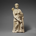 Limestone statuette of Artemis with a fawn, Limestone, Cypriot