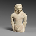 Limestone statuette of a male votary with Cypriot shorts and a diadem, Limestone, Cypriot