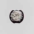 Cameo glass disk with Medusa head, Glass, Roman