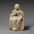 Limestone statuette of a seated female votary, Limestone, Cypriot
