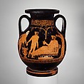 Terracotta pelike (jar), Attributed to the Somzée Painter, Terracotta, Greek, Attic