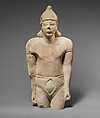 Limestone statuette of a male votary with Cypriot shorts and an Egyptian crown, Limestone, Cypriot