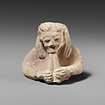 Upper part of a limestone male aulos player, Limestone, Cypriot