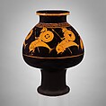 Terracotta psykter (vase for cooling wine), Attributed to Oltos, Terracotta, Greek, Attic