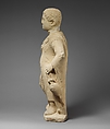 Limestone statuette of a boy holding an amphora, Limestone, Cypriot