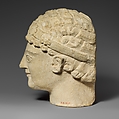 Limestone head of a beardless male, Limestone, Cypriot